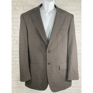 Jeffrey Banks Couture Brown Plaid 100% Wool Two Button Blazer Jacket Men’s 40R